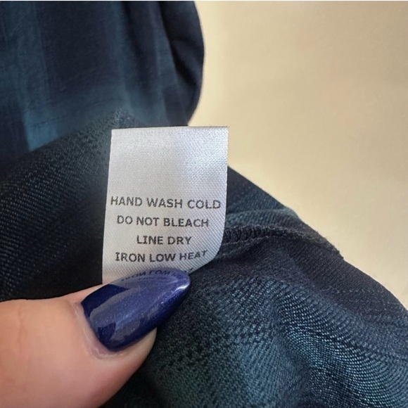 Lumiere Flare Sleeve Buffalo Plaid Mock Neck Mini Dress Women L Green - Picture 5 of 6